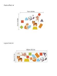 Cartoon Early Education Cognitive Wall Stickers 1-10 Numbers, Geometric Shapes, Party Animals, Math Arithmetic, DIY Peel And Stick Vinyl Decals For Kindergarten Children's Room Wall And Floor Decoration - Multicolor - View 14