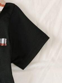 BrownBark 2 件套年轻男孩时尚格子纹理 Polo 衫和格子短裤套装，夏季休闲和校园装 - 黑色 - 查看 5