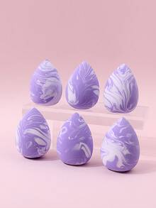 6‑Piece Large Size Makeup Sponge Set, Suitable For Liquid BB Cream Powder Application, Dry Wet Dual‑Use Makeup Sponge Puff - Purple - View 4