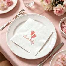 Pink "Oh Baby" Theme Napkins For Baby Shower Decorations, Suitable For Baby Shower Supplies, Gender Reveal Decor, Neutral Theme, New Mom Gifts, Disposable Napkins For Brunch Parties And Gender Reveal Parties - Multi-color - Pink Oh Baby Napkins - View 1