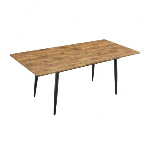 Rectangular Dining Table 190.5cm/150cm, Wood Look, Metal Legs, Kitchen Table For 6–8 People, Modern Industrial - Natural Color - View 1