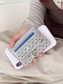 1Pc Polka Dot Print Bow Card Holder Card Slot Wallet Purse,Stylish Short Wallet For Women - Multicolor - View 9