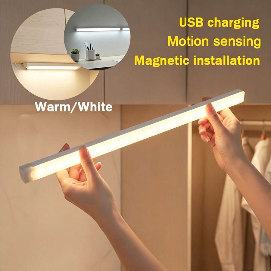 LED Rechargeable Eye-Protection Desk Lamp, Reading Lamp, Cabinet Underlight, Magnetic Strip Bookshelf Light, Study Room Storage Room Lighting Night Light, Portable Handheld Reading Light, USB Rechargeable Wall Lamp - Cabinet Light - View 1