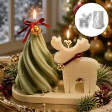SILIKE LUFEI 2 Buah Cetakan Silikon Resin Set Lilin Rusa Natal & Kerucut, Cocok untuk Membuat Resin Epoksi, Plester, Lilin, Produk Aromaterapi, Cetakan Silikon untuk Pajangan Dekorasi Rumah - cetakan silikon - View 1