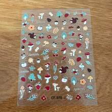 1pc Phone Decorative Sticker - Warm Autumn Mushroom Cartoon Pattern, Suitable For Phone, Camera, Earphone And Cup DIY Decoration Sticker - Rectangle - View 7