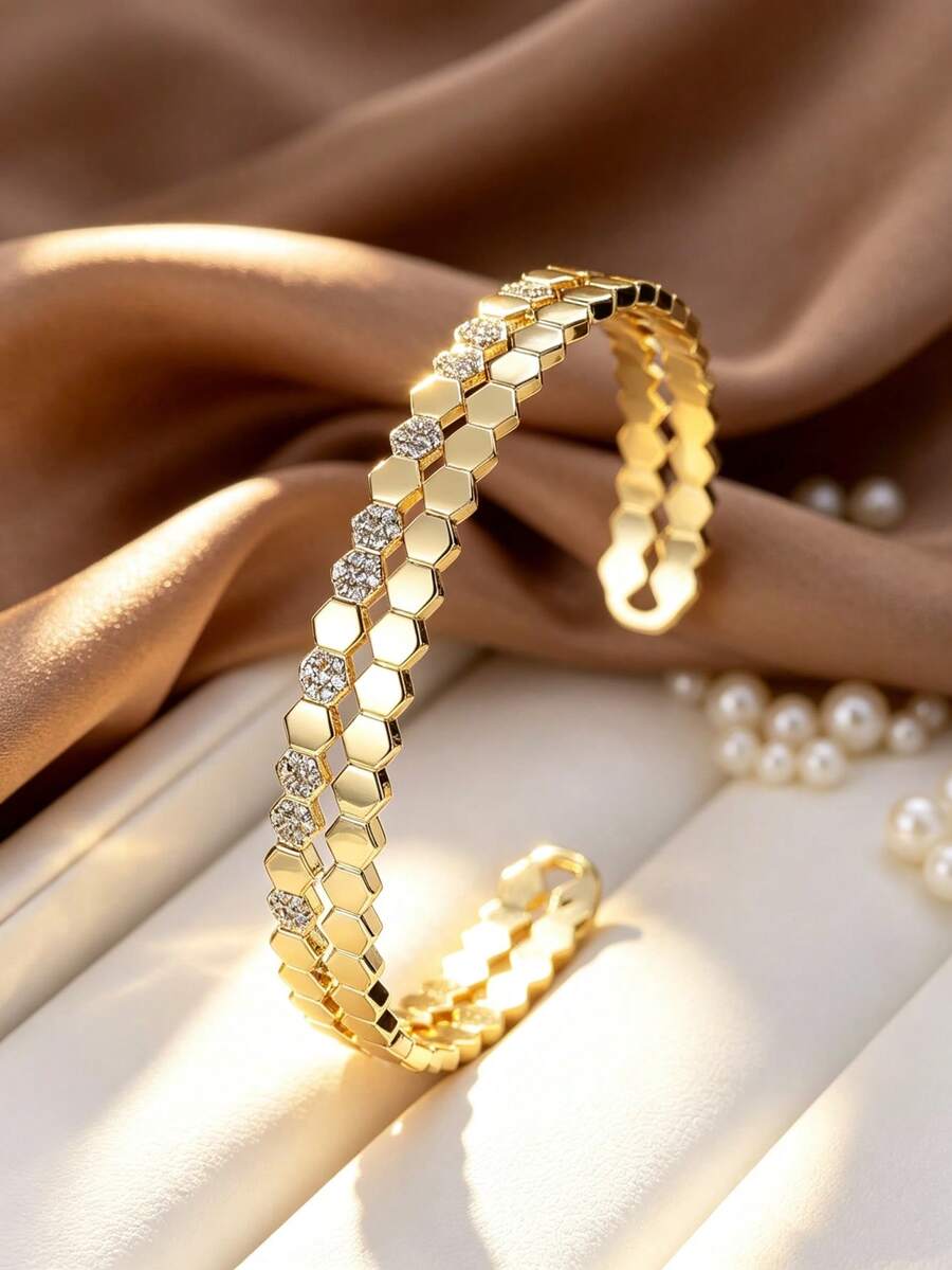 1pc Fashion Women's Honeycomb Bracelet - Gold - View 1