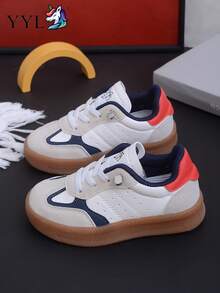 Kids' Retro German Training Shoes, Korean Style Versatile Chic Design, Soft Sole Anti-Slip - White - View 5