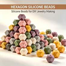 24/100Pcs Morandi Color Palette Faceted Hexagon Silicone Beads, Polygonal Beads For DIY Jewelry & Bead Pen Making - Morandi Color Scheme - View 6