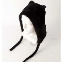 Women's Plush Cat Ear Knitted Beanie, Cute Winter Warm Ear Protection Hat, Suitable For Women And Children - Mink Fur Earmuffs - View 9