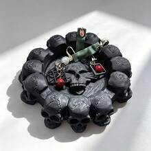2pcs Skull Relief Storage Tray, Vintage Gothic Style Desktop Jewelry & Key Organizer, Creative 3D Printed Decorative Tray - View 1
