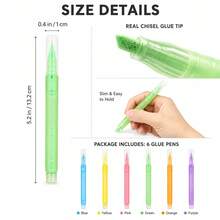 Pulpen Lem Presisi, 6 Pulpen Lem Cair Berwarna, Lem Kerajinan Ujung Halus dengan Kontrol Aliran untuk Membuat Titik, Jurnal, Scrapbooking, Pembuatan Kartu & Kerajinan DIY - Pulpen lem warna-warni (isi 6) - View 3