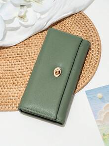CHARM INFINITE Dompet Clutch Panjang Wanita dari Kulit Sintetis, Dompet Lipat dengan Kunci Putar Bertekstur Leci, Kapasitas Besar dengan Banyak Slot Kartu, Kompartemen Uang Kertas dan Kantong Dalam Berresleting, Muat Ponsel, Tas Tangan Harian Warna Polos, Hadiah Ulang Tahun dan Liburan Praktis untuk Anak Perempuan - MultiWarna - View 14