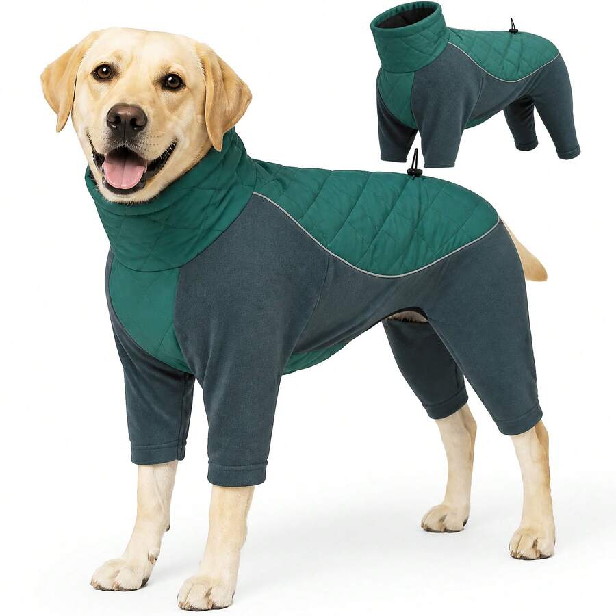 Quilted Dog Coat With Leg Coverage, Warm Winter Dog Jacket, Soft Fleece Pet Clothes, Windproof Dog Jumpsuit For Small Medium Large Dogs - Multicolor - View 1