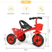 Triciclo para niños de 2 a 6 años, con cesta y espacio de almacenamiento delantero y trasero para llevar botellas de agua y juguetes. - Verde - Ver 2