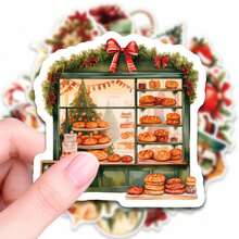 50pcs Vintage Artistic Christmas Stickers, Self-Adhesive Decorative Labels, Stationery Stickers Suitable For Scrapbooking, Journaling, Notebook Making, Card Making, Gift Wrapping, Planner And Creative Projects - Multicolor - View 9