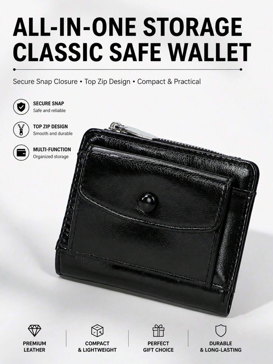New Minimalist Small Flap Zipper Coin Purse, INS Style Student Women's Premium Solid Color Short Wallet, No Box, Birthday, Anniversary, New Year, Christmas Gift - Multicolor - View 1