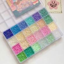 Small Cream Glass Beads Handmade Kit, Approx. 240pcs/Compartment, DIY Necklace Bracelet Phone Chain Decorative Accessories - Multicolor - View 4