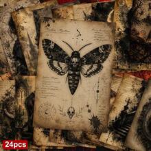 24pcs + 1 Red Envelope Mysterious Gothic Halloween Postcards, Dark Vintage Elements, Printed With "Stay Spooky" Text, Suitable For Friends' Halloween Dark Aesthetic Stationery Set - Sets - View 11