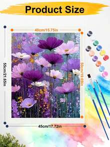 1 Set Oil Painting Digital Oil Painting Kit, Purple Floral Painting Set, DIY Digital Oil Painting Home Wall Decor - A - View 7