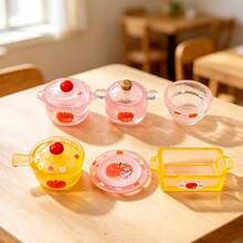 Miniature Kitchen Realistic Pots And Bowls Resin Accessories, Dollhouse DIY Creative Fruit Food Resin Decor, Tableware Model, Micro Scene Kitchen Tableware Decor, Pretend Play Decor, Apple Tableware Series - Multicolor - View 5