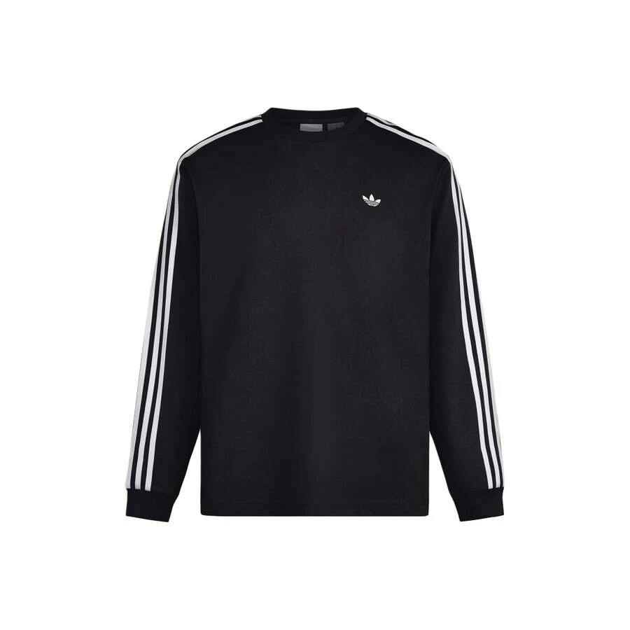adidas originals CALI 寬鬆三條紋圓領運動長袖T恤 男款 - 黑色 - 查看 1