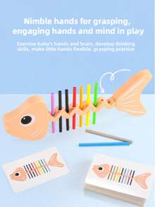 Fish Bone Color Matching Educational Peg Toy, Toddler Color Recognition Logic Sorting Desktop Game, Double-Sided Multi-Difficulty Task Cards, Educational Early Learning Teaching Aid, Develop Fine Motor Grasping Skills, Improve Observation And Concentration, Parent-Child Interactive Fun Challenge, Durable Drop-Resistant Plastic, Children's Educational Play Gift - Multicolor - View 7