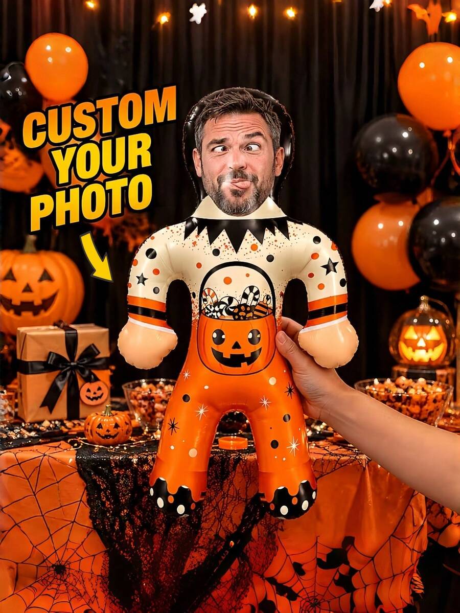 1pc Customized Inflatable Blow Mold, Personalized Photo Inflatable Blow Mold, Bachelor Party Decoration, Party Prop, Birthday Surprise Gift, Gift For Him/Her, Birthday Wedding Halloween Decoration - Multicolor - View 1