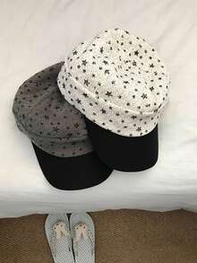 Korean Style Star Contrast Color Octagonal Cap Women's New Niche Design Fashionable Face-Slimming Duck Bill Beret - Multicolor - View 2