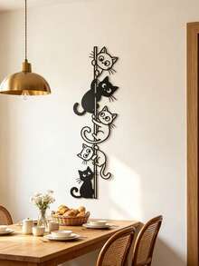 Metal Iron Art Climbing Cat Wall Decor Funny Cat Pole Metal Sign Pet Lover Gift - Black - View 4