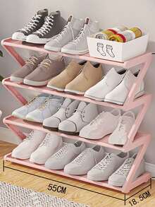 4-Tier Foldable Shoe Rack: Space-Saving Magic For Your Entryway - Plastic Material, Floor-Mounted, 4 Shelves, Suitable For Various Room Types - Multicolor - View 12