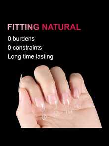 HOTWAY 96/100 Medium Length Trapezoidal Transparent White French Semi Adhesive Fake Nail, 10/12 Acrylic Nail Tip, Wearable Nail Artificial Nail - View 3