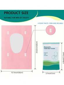 10pcs Pink Disposable Toilet Seat Covers, 10pcs Per Pack, Total 1Pack, Convenient To Carry, Wide And Extended - Virgin Pulp And PE Film Material, Adhesive Backing For Firm Adhesion, Essential Travel Accessory, Suitable For Public Restrooms - Pink - View 2