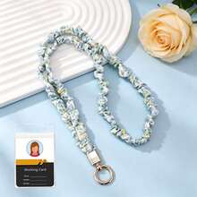 Scrunchie Fabric Neck Lanyard , Teacher Lanyard With Clear ID Badge Card Holder, Leopard Checkerboard Print Solid Color Neck Strap For Work ID Card Ke - Multicolor - View 27