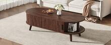 Coffee Table Made Of Wood With Storage Adjustable Sturdy Brown For Living Room And Lounge - Walnut - View 3