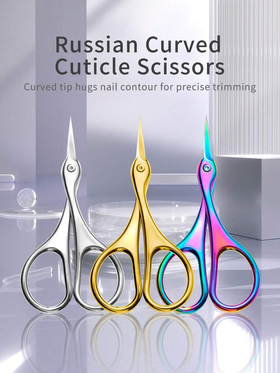 Nail Cuticle Nipper, Russian Curved Cuticle Scissors, Professional Stainless Steel Manicure Scissors, Precision Sharp Nail Cuticle Trimmer For Dead Skin - Multicolor - View 1