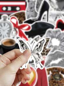 50pcs Silver Millennium Stickers For Adults Teens Sticker Enthusiasts Scrapbooking Journaling Laptops Skateboards More, Add A Fun Touch To Your Devices! - A - View 7
