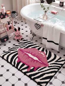 1pc Bathroom Rug Mat, Flocked Soft Touch, Pink Leopard Print, TPR Non-Slip Backing, Suitable For Kitchen, Outdoor, Indoor, Hallway, Bedroom, Living Room Bedside, Machine Washable Easy To Clean, Autumn Bathroom Decor Rug - Multicolor - View 6