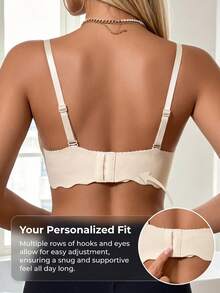 Women's Seamless Bandeau Bra, Push-Up Bra With Detachable Straps, Non-Slip Wireless Invisible Bra, Suitable For Weddings And Parties - Apricot - View 5