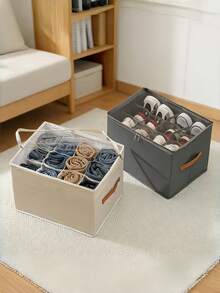 Foldable Fabric Shoe Box, Holds 12 Or 16 Pairs Of Shoes, Large Capacity Fabric Shoe Box With Lid, Adjustable Compartment Shoe Storage Box, Suitable For Wardrobe, Transparent Dustproof Waterproof Washable Multi-Function Shoe Box, Suitable For Home, School, Dormitory Use - View 4