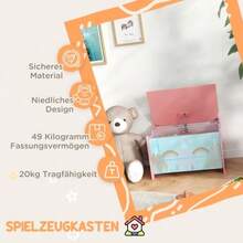 Aufbewahrungsbox mit Stauraum, Spielzeugkiste mit Deckel-Sicherheitsscharnier, niedlichem Tierdesign, 60 x 37 x 39 cm, Rosa - Voir 4