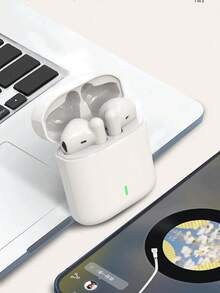 Wireless Bluetooth Earbuds With Built-In Microphone, Stereo Deep Bass, Clear Calls, Portable Charging Case, 24-Hour Battery Life, Stable Connection, Compatible With IPhone And Android Phones, Ideal For Music, Sports, Travel And Daily Use - White - View 3