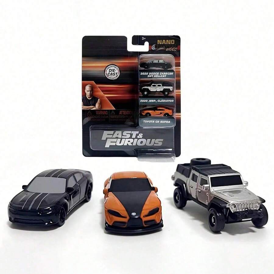 Simba Universal Fast & Furious 1:128 Nano Diecast Car Model 3PCS – Alloy Metal Mini Racing Car, Collectible Gift For Fans & Collectors - Multicolor - View 1