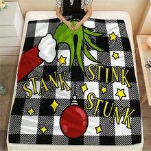 The Grinch Soft & Comfortable 1pc All-Over Print Modern Flannel Christmas Nap Blanket - Christmas Tree - Polyester Nap Blanket - Digital Print Craft, Suitable For Sofa, Bed, Travel, Office Home Decor - Multicolor - View 8