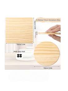 Wood Coasters, Round Wooden Coasters For Tabletop Protection, With Non-Slip Dots, For Drinks, Blank Wooden Coasters Bulk With Non-Slip Silicone Bottom - Beige - View 2