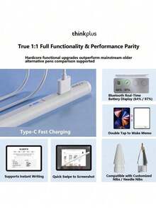 Lenovo BP17BL Stylus Pen For IPad, Magnetic Charging, Long Battery Life, Bluetooth Sync, Battery Level Display, Precise Control, Anti-Mistouch, Stable And Smooth Writing Experience - View 3
