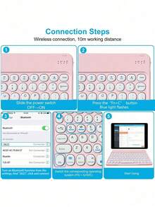 Teclado y ratón inalámbrico azul compatible con iPad, computadora, teléfono, tableta, conjunto de teclado y ratón mini recargable y silencioso - Rosa - Ver 11