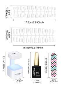 PEACECOLOR 240Pcs Almond Gel Nail Tips Kit With Nail Glue & Mini UV Lamp, Pre-Shaped Press On Nail Extensions, Easy Apply For Home DIY Salon Manicure, Beginners Nail Art Set - Multicolor - View 6