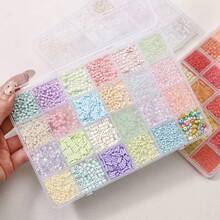 Small Cream Glass Beads Handmade Kit, Approx. 240pcs/Compartment, DIY Necklace Bracelet Phone Chain Decorative Accessories - Multicolor - View 7