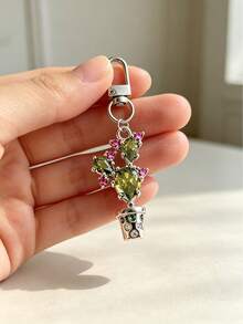 Exquisite Rhinestone Cactus Shaped Key Chain, Bag Charm, Metal Clasp Sturdy And Durable, Decorated With Colorful Rhinestone Details, Compact And Unique Design. Can Be Hung On Keys, Bags, Backpacks, Suitable For Young Women Who Like Niche Accessories, Daily Outings, Commuting Outfits, Suitable For Gifts And Personal Use, Adding A Fresh And Fashionable Atmosphere To Your Belongings. - Multicolor - View 13