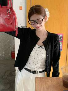Black Cable Knit Cardigan Sweater Jacket For Women, New Hot-Selling Style, Suitable For Early Autumn Outfits - Black - View 4
